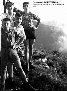 COLO JEUNE FRANCE 1956 sommet de la Scia, A. Bobis, P. Celdran, A et J.Paul Esclapez